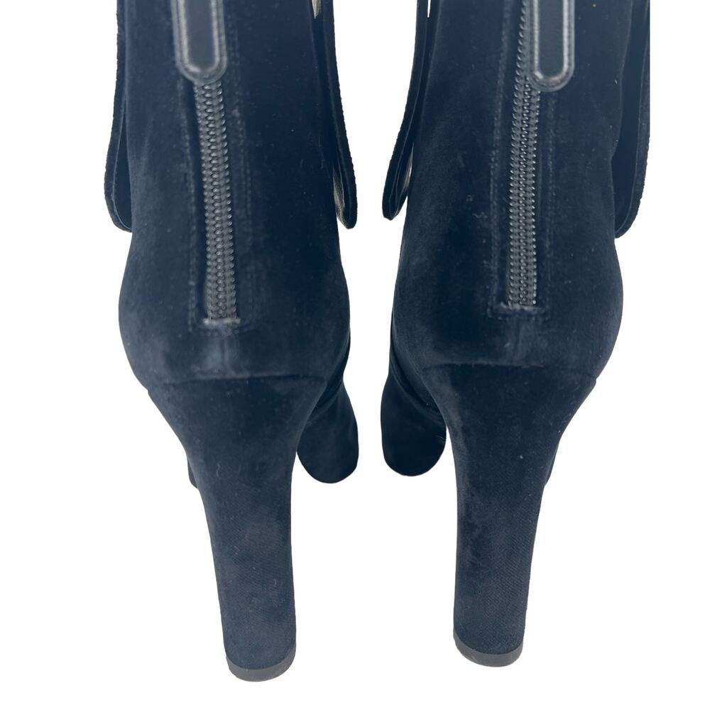 CHANEL Black Velvet Ankle Boots with Gold CC Medallion - Picture 11 of 16